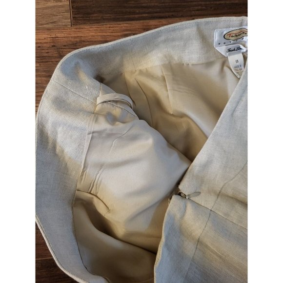 Talbots 100% Irish Linen Pants Lined Side Zip Beige Sz 16p - Picture 4 of 7